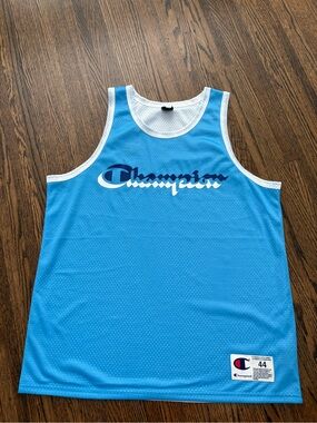 Champion Light Blue & White Mesh Basketball Jersey new no tags